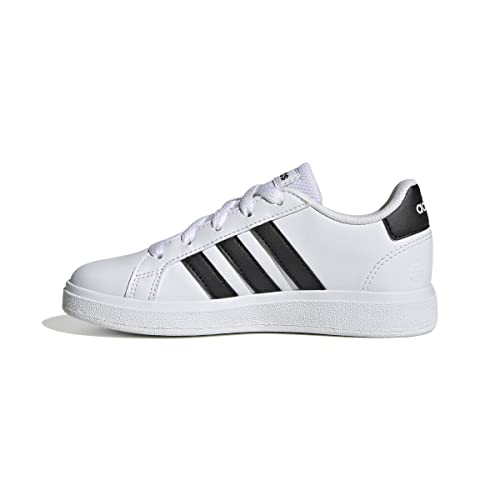 adidas Grand Court Lifestyle Tennis Lace-up Shoes, Sneaker Unisex - Bambini e ragazzi, Ftwr White Core Black Core Black, 38 2/3 EU