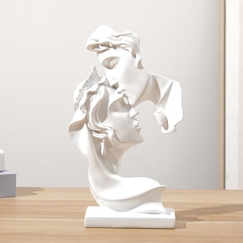 NORHOR Coppia statua creativa bacio scultura arte astratta, in resina, romantica, utilizzata per arredamento casa, regalo matrimonio