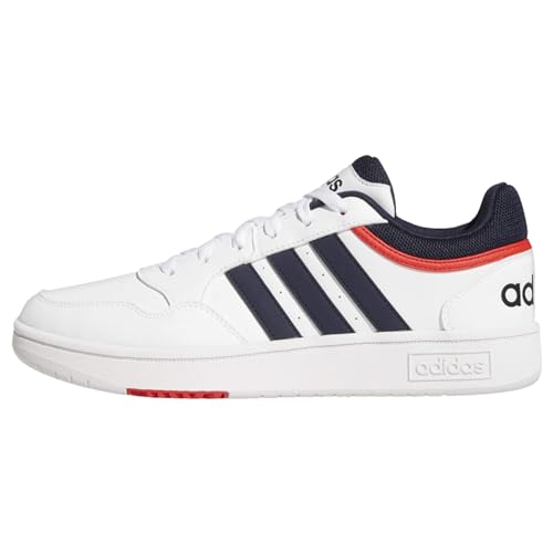 adidas Hoops 3.0 Low Classic Vintage Shoes, Uomo, Ftwr White Legend Ink Vivid Red, 40 EU