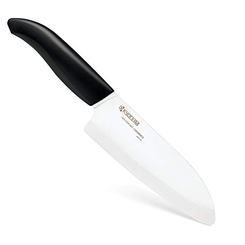 Kyocera FK140WH Coltello Santoku, Lama Ceramica Bianca, 140 mm, Manico ABS Nero