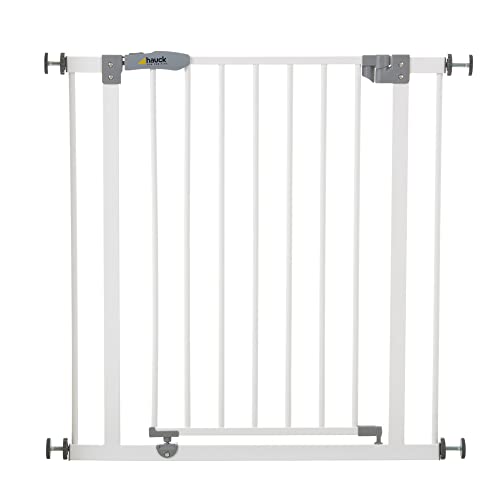 Hauck Cancelletto di Sicurezza per Bambini Open N Stop - Cancelletto Scale e Porte da 75 a 80 cm - Fissaggio a Pressione, Estensibile con Estensioni Vendute Separatamente - Metallo/Bianco