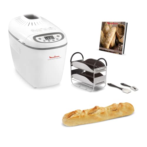 Moulinex OW6101 Home Bread Baguette Macchina del Pane, 1650 W, 1.5 kg, 16 Programmi Automatici, 3 Velocità, Schermo LCD, Macchina per Pane, Pizza, Pasta, Dolci, Marmellate, Ricettario Incluso