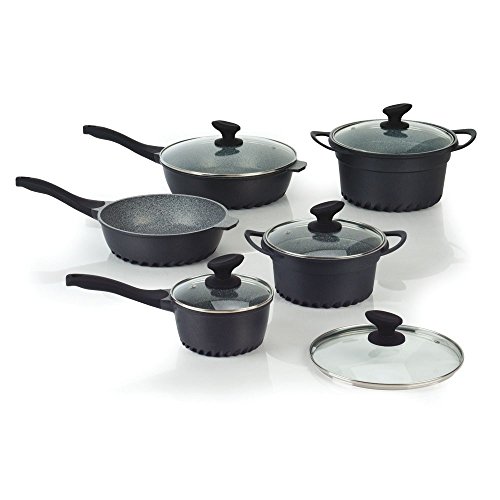 Tognana Evoluta, Batteria di pentole e padelle, Set con 3 casseruole, 2 padelle, 4 coperchi, 10 Pezzi, Alluminio, Grigio