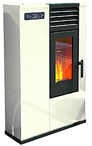 Eva Stampaggi 98017-20 Pellet Susy Slim Stufa Punto Fuoco, 7.5 KW, Avorio