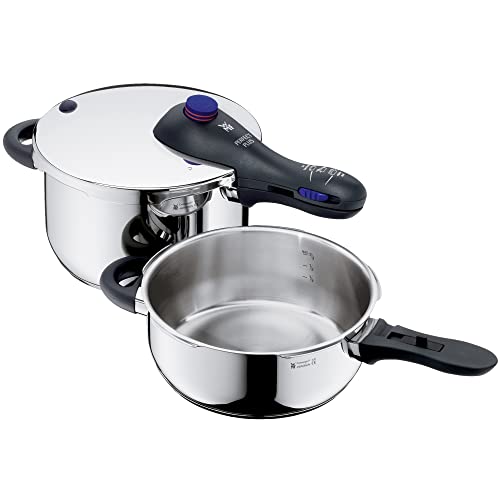 WMF Perfect Plus Set Pentole a Pressione 3 L e 4,5 L in Acciaio Inox 18/10 Cromargan ø 22 cm, 2 pezzi, Pentola Induzione e Gas, Fondo Transtherm Triplo Strato