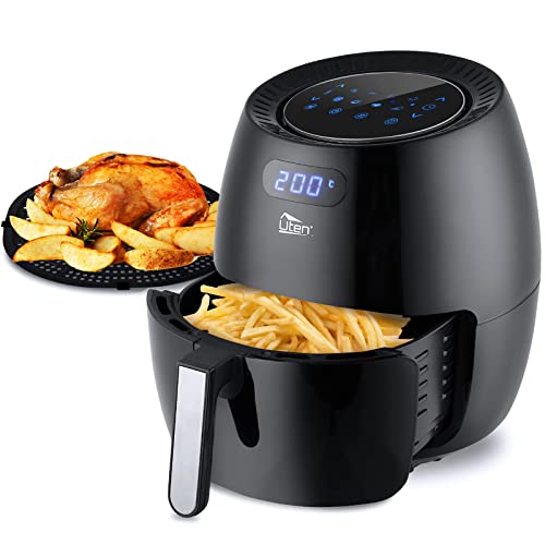 Uten Friggitrice ad Aria 6,5 Litri, Due Tipi di griglie, 1800W, Friggitrice Senza Olio con 8 Programmi, Air Fryer XXL, LED Touch Screen, 32 Ricette PDF, Senza PFOA&BPA