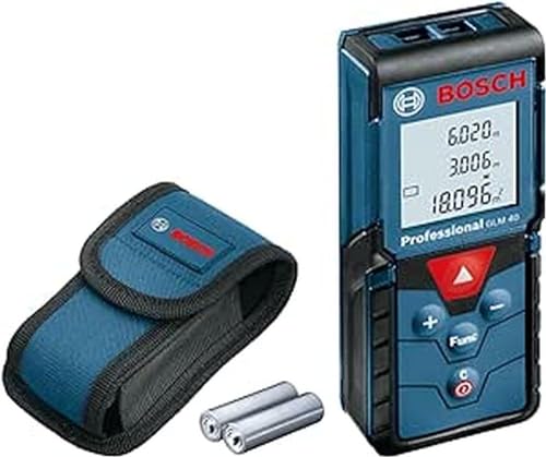 Bosch Professional GLM 40 Distanziometro Laser con Funzione di Memorizzazione, Confezione in Cartone, Custodia Protettiva, Blu, Misurazione: 0.15 - 40 m, 2 Pile a Stilo da 1.5 V