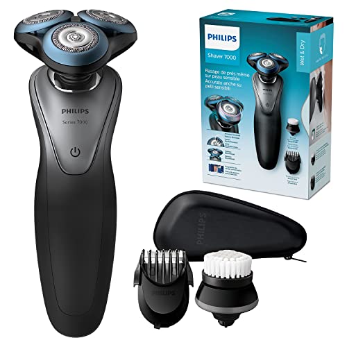 Philips S7970/19 Rasoio Elettrico Uomo S7000, Wet&Dry, Testina ContourDetect 8 Direzioni, App Groomtribe, Lame GentlePrecision, Sistema Skin Glide, Sensore BeardAdapt, Regolabarba Uomo