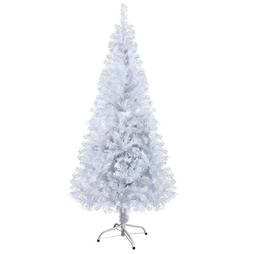 OZAVO, albero di Natale artificiale DA 120-150-180-210 cm, ignifugo in verde e neve bianca, con pigne, inclusabase in metallo weiß 120
