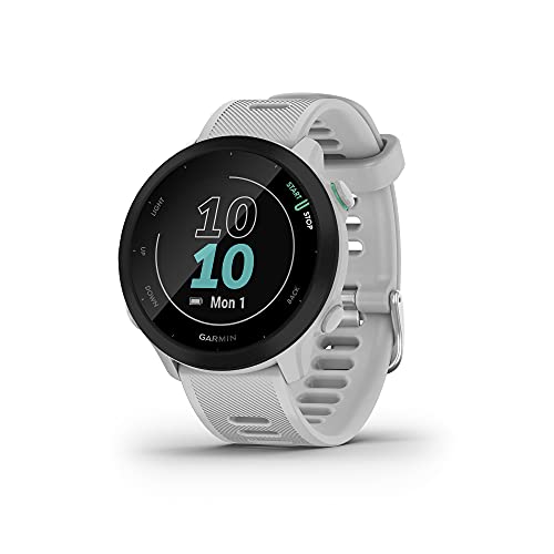Garmin Forerunner 55 (Whitestone), Smartwatch running con GPS, Cardio, Piani di allenamento inclusi, VO2max, Allenamenti personalizzati, Garmin Connect IQ, Taglia unica