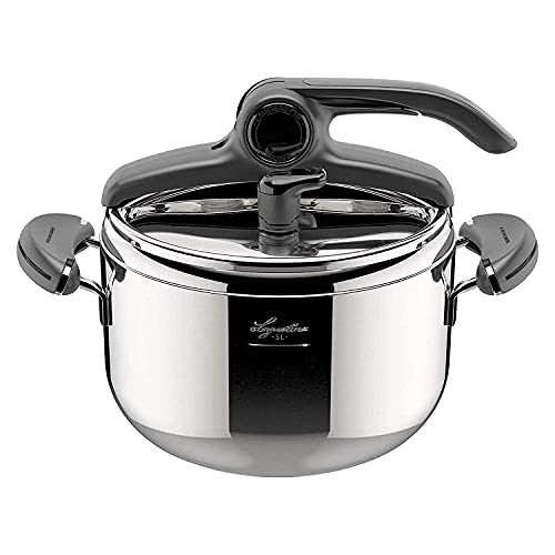 Lagostina Mia Lagoeasy'UP Pentola a Pressione 5 L in Acciaio Inox 18/10 Ø 22 cm, Pentola Induzione e Gas, Coperchio con Apertura Facilitata, Fondo Irradial Plus 3 Strati, Lavabile in Lavastoviglie