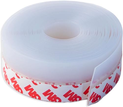 Dpm Tapes - Paraspifferi Silicone Sottoporta Con Adesivo 3M Premium, lunghezza 5 metri, Porta Blindata d'ingresso, Isolante Termico Porte Finestre, Protezione Freddo, Protezione Suoni (Trasparente)