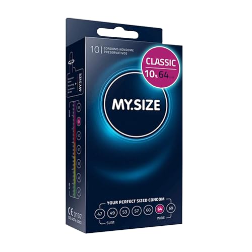 MY.SIZE Preservativi classici misura 6 I 64 mm di larghezza I 10 pezzi confezione standard I Preservativi premium extra sottili I Preservativi fedeli al tatto I 0,07 mm di spessore delle pareti