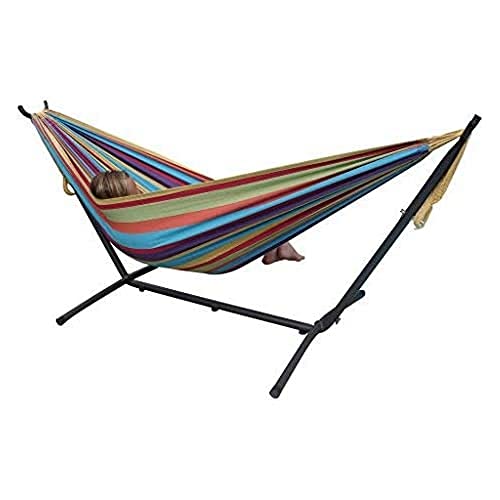 Vivere, Tropicale Doppi UHSDO8-20 Amaca con Supporto Brasiliana, Cotone, 250 cm, Portata 200 kg Borsa da Trasporto inclu, Doppia