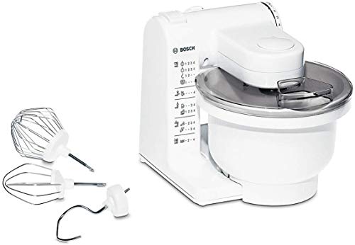 Bosch MUM4 Impastatrice Planetaria - Robot da Cucina Multifunzione, 500 W, 4 Velocità, Ciotola da 3,9 l, Gancio Impasti Duri, Frusta Impasti Morbidi e Frusta in Acciaio Inox per Montare