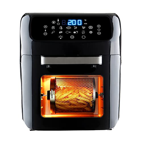 Tagars Forno Friggitrice Ad Aria Calda Da 12 Litri Con Display Digitale, Sistema A Riscaldamento Rapido, 12 Programmi Di Cottura, Timer e Temperatura Regolabili 1800 W (12 Litri, Nero)