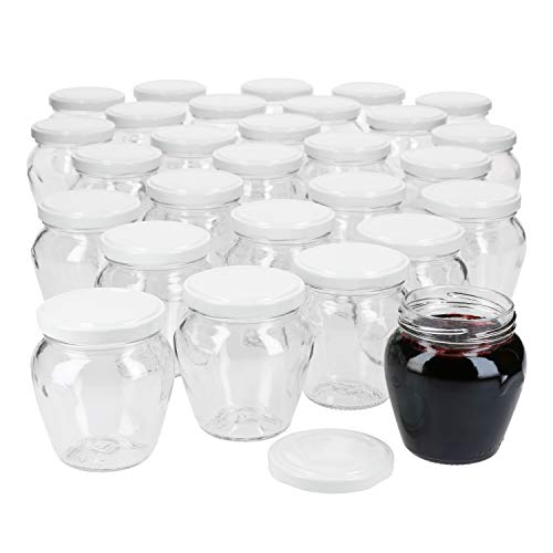 Set di 75 barattoli per marmellata da 212 ml + Coperchio Twist-off da 63 mm Colore Bianco per Conserve, Miele, Confetture e Gelatina