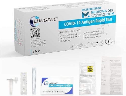 CLUNGENE – Tamponi Covid 19 Rapido Nasale, Kit Rapido Tampone per l'Antigene SARS-COV-2 (5 TEST)
