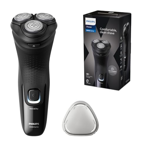 Philips rasoio elettrico serie 3000x - Rasoio elettrico Wet & Dry per uomo colore Deep Black, con tecnologia SkinProtect, rifinitore a scomparsa, rasoio ergonomico per uomo (modello X3001/00)