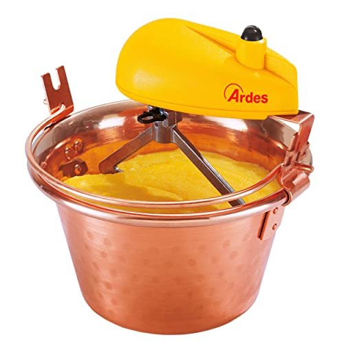 ARDES | AR2440 Paiolo In Rame Diametro 24cm Mescola Polenta Marmellata, Mescolatore con Motore Elettrico, Attacco a Baionetta Pulizia Facile, Girapolenta 2/4 Porzioni