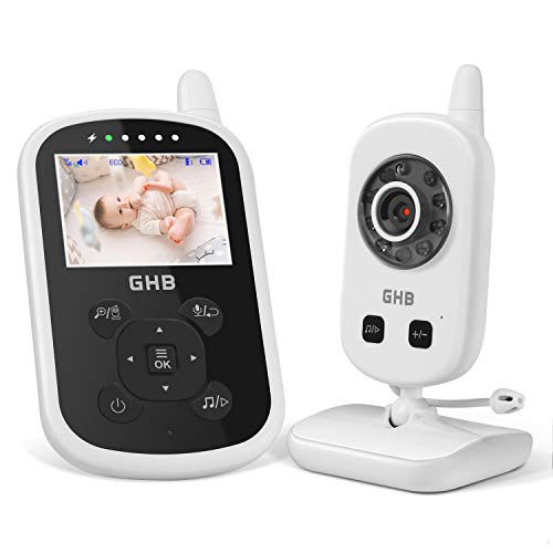 GHB Baby Monitor,Videocamera Schermo 2.4",950mAh Batteria,Comunicazione Bidirezionale,VOX Visione Notturna Visione Monitoraggio Temperatura,Ninne Nanna
