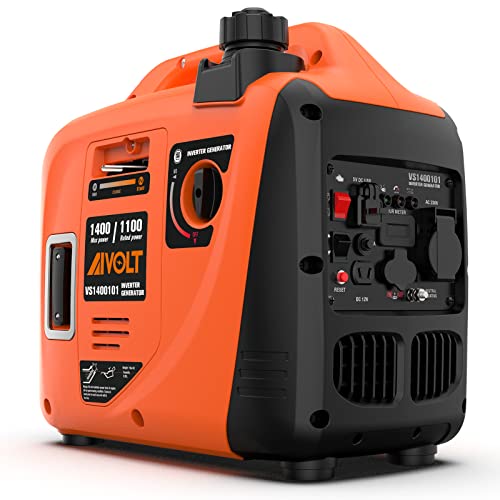 AIVOLT Generatore Inverter 1400 Watt generatore di corrente silenziato gruppo elettrogeno emergenza a benzina silenzioso per campeggio, festival e uso domestico con 2 prese USB, 12V DC e 230 V AC