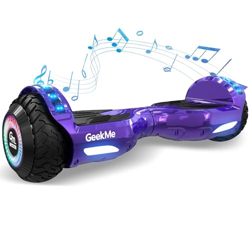 GeekMe Hoverboards 6.5 pollici Ruote a Doppio Motore, Hoverboard Auto Bilanciante Con Luce LED, Bluetooth Intelligente, Sistema di Autobilanciamento, Regali per Bambini