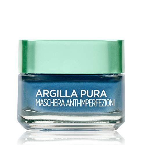 L'Oréal Paris Maschera per il Viso Argilla Pura Anti-imperfezioni con Alghe Marine, Agisce sui Punti Neri e Ristringe Pori, 50 ml