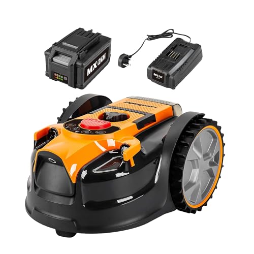 Lawnmaster VBRM 16 - Rasaerba Robot POSA E TAGLIA per giardini di 100 m², tagliati 20-60 mm con batteria agli ioni di litio MX 24V 4.0Ah e caricabatterie rapido