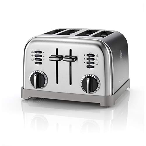 Cuisinart CPT180E Tostapane 4 fette, Acciaio inox, Funzione Bagel, Funzione Scongelamento, Funzione Riscaldamento, 6 Livelli di tostatura, Argento