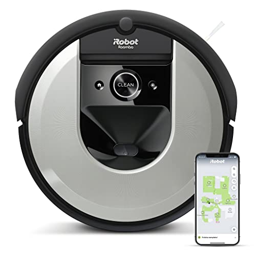 iRobot Roomba I7156 Robot Aspirapolvere, Memorizza La Planimetria Della Tua Casa, Adatto Per Peli Di Animali Domestici, Spazzole In Gomma, Potente Aspirazione, Wi-Fi, Programmabile Con App, Argento