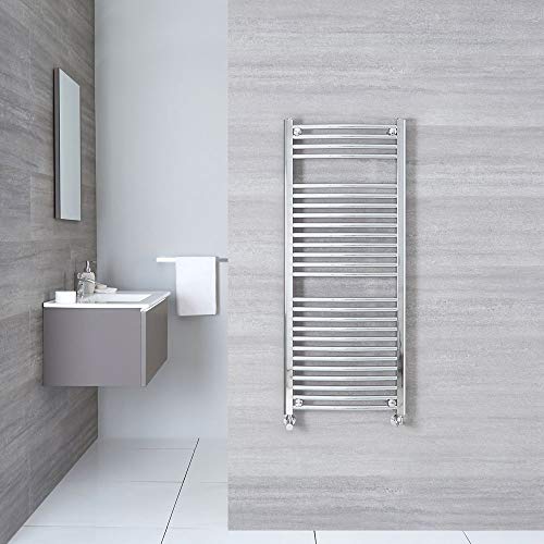 Hudson Reed Sterling Scaldasalviette Moderno di Design Verticale - Termoarredo Bagno Curvo - Design Contemporaneo a Scaletta - Acciaio Cromato - 465W - 1200 x 500mm