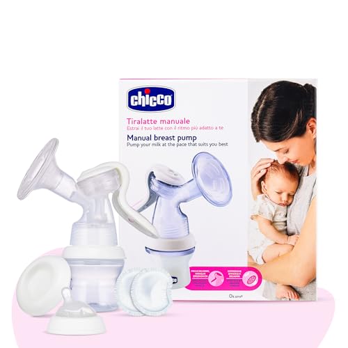 Chicco Natural Feeling Tiralatte Manuale, Confortevole e Veloce, Estrazione del Latte Facilitata, Forma Ergonomica, con Tettarella Inclinata e Tappo Ermetico, Si Trasforma in Biberon - 150 ml