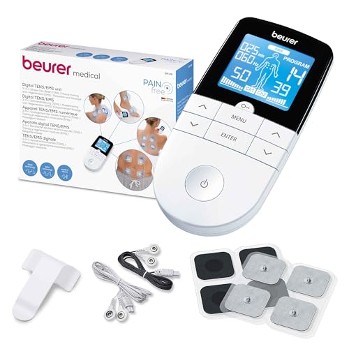 Beurer EM 49 Elettrostimolatore Digitale TENS EMS con Funzione Massaggio Relax, Bianco/Nero