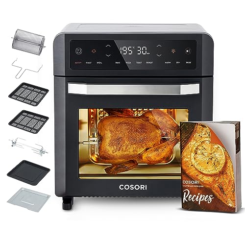 COSORI Friggitrice ad Aria 12 Litri, Forno Elettrico, Doppia Riscaldamento, 11 Funzioni Preimpostate, 1800W, 30-220°C, Con 7 Accessori, CAF-R121