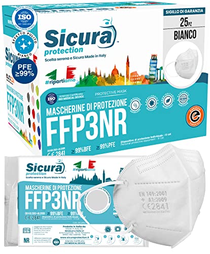 25 Mascherine FFP3 Certificate CE Italia Made in Italy BFE ≥99% | PFE ≥99% Mascherina ffp3 SANIFICATA e sigillata singolarmente. Produzione 100% Italiane