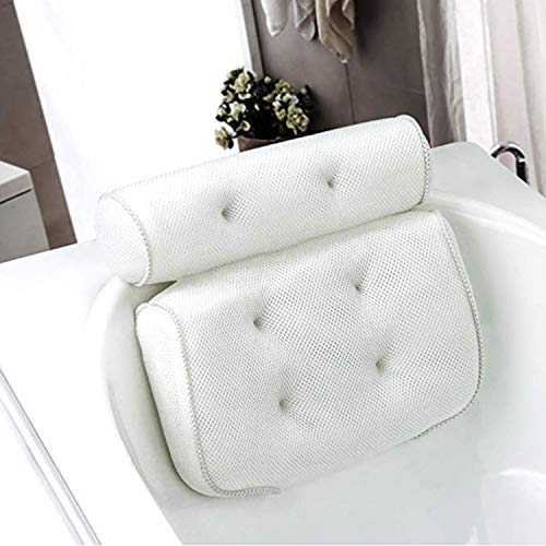 Yuning Cuscino da Bagno,Cuscino Vasca da Bagno 3D Cuscino per vasca da bagno con 6 Ventose Antiscivolo,Cuscini per Vasca da Bagno, Spa Domestica Ergonomici, può Supportare la Testa,Il Collo,la Schiena