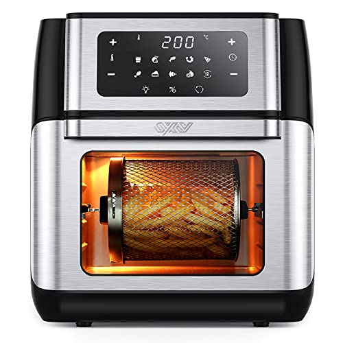 Innsky Friggitrice ad Aria 10 Litri, 10 in 1 Forno ad Aria Calda con LED Touch Screen, Friggitrice Senza Olio da 1500W, Friggere, Griglia, Forno, Arrostir, 6 Accessori e Ricettario - Acciaio Inox