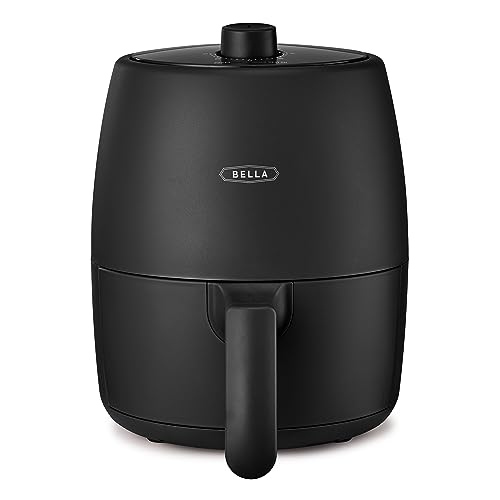 BELLA Friggitrice ad Aria Manuale da 2 L e Multicooker 5-in-1 con Vassoio e Cestello Antiaderenti Rimovibili e Lavabili in Lavastoviglie, 1200 Watt, Nero Opaco