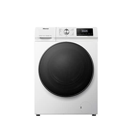 Hisense WFQA8014EVJM - Lavatrice con funzione vapore, 8 kg/AquaStop/1400 giri/min, 15 programmi/Inverter PowerDrive Motor/Tamburo in acciaio INOX, sicurezza per bambini, pulizia tamburo, bianco