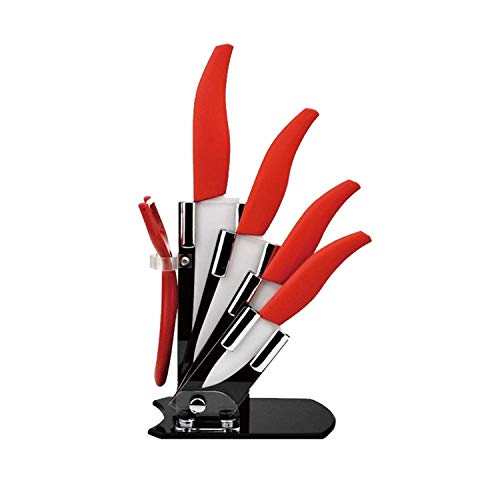 B-black® Ceppo COLTELLI in Pura Ceramica Alta QUALITA' 6 Pezzi (Rosso)