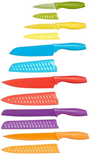 Amazon Basics 12-Piece Colored Knife Set