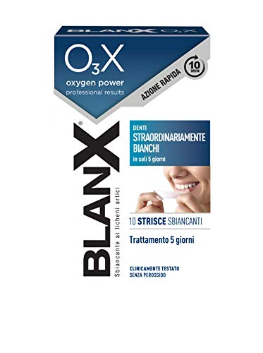 BlanX, 10 Strisce Sbiancanti Denti OX3, Ideali per lo Sbiancamento dei Denti, Denti Straordinariamente Bianchi in Soli 5 Giorni, Con Ossigeno Attivo Sbiancante Molecolare O3X