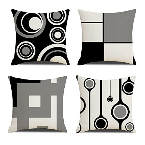 MYCDXE Copricuscini Divano Camera da Letto Cuscini Arredo Federe Confezione Arredamento Casa Federe Moderni Resistente in Lino Biancheria Decorativo 4 Pezzi 45X45CM