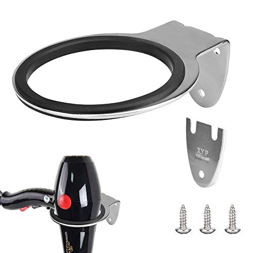 FAVENGO Porta Phon Set Porta Asciugacapelli da Parete Supporto Asciugacapelli in Acciaio Inossidabile Staffa Asciugacapelli con Viti e Guarnizioni per Bagno Camera da Letto Barbiere, Argento
