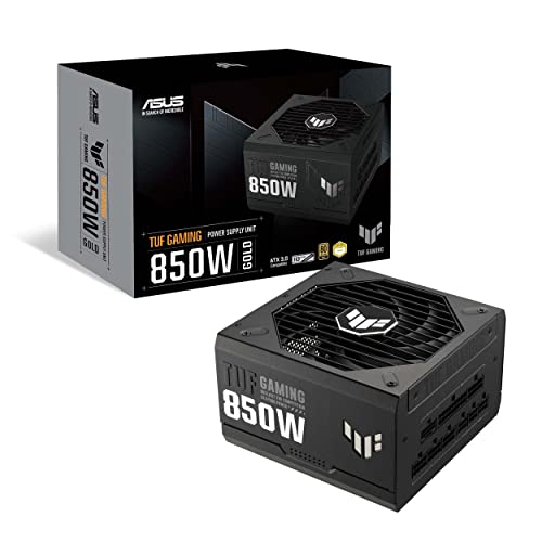 ASUS TUF Gaming 850W Alimentatore modulare, certificato Gold, ventola assiale, rivestimento PCB, compatibile con ATX 3.0