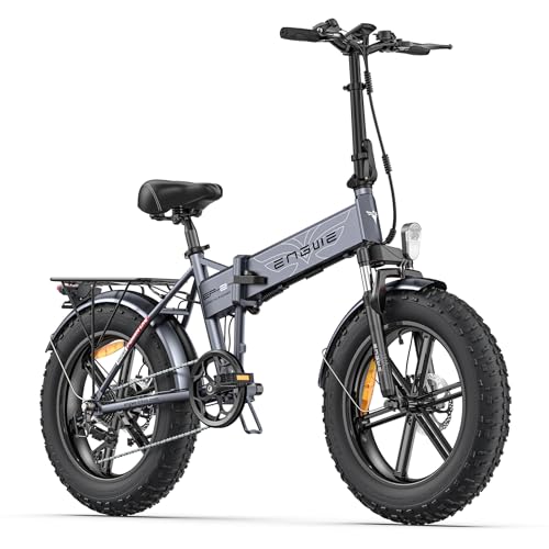 ENGWE Bici Elettrica Pieghevole,20"×4.0" Fat Tire 7 Velocità Bicicletta Elettrica da 48V 13Ah Batteria Rimovibile, Autonomia di 50-120 km E-bike da per Ogni Terreno & MTB & Spiaggia & Neve (Grigio-2)