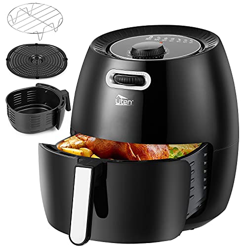 Friggitrice ad Aria Calda 6,5 litri, Uten Air Fryer con Più Accessori e Ricette PDF, Tempo e Temperatura Personalizzati, PFOA e BPA Free, XXL, 1800W