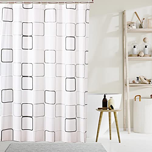 Gvolatee Tenda Doccia Antimuffa PEVA 180 x 200 cm, Bianca Impermeabile Tenda Vasca da Bagno con 12 Ganci in Plastica, Asciugatura Rapida Antibatterica Lavabile, per Dormitorio, Famiglia, Hotel