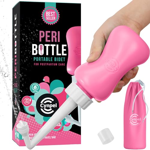 Cynpel Bidet Portatile - Bottiglia Perianale da 350 ml - Bidet Portatile per WC da Viaggio e Camper - per Neomamme dopo il Parto in Ospedale - Borsa Inclusa - Turchese